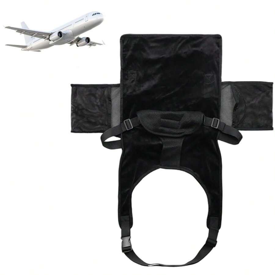 Airplane Bed, Adjustable Plush Seat Extender, Essential Portable Sleeping Rest - 黑色 - 查看 1