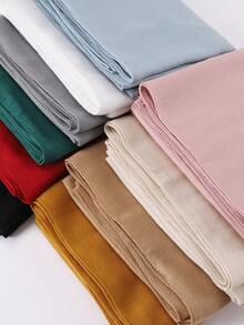 1pc Modest Solid Color Breathable Muslim Women's Square Headscarf, Spring/Summer - Multicolor - View 6