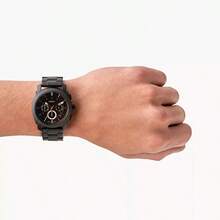 Fossil 男士石英不锈钢三针腕表，不锈钢表壳，防刮玻璃 FS4682 - 黑色 - 查看 4