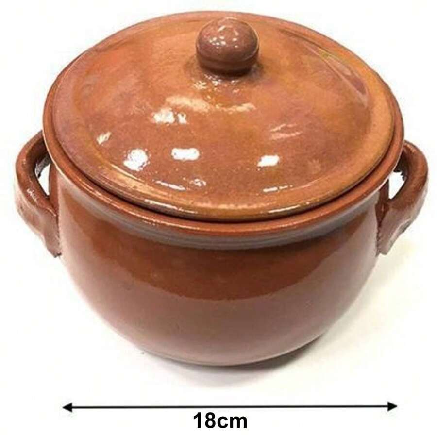 OISE ART STORE Pentola Tegame In Terracotta Bombata Con Manici E Coperchio Da Forno Cottura 18 - - Multicolore - Visualizzare 1