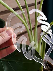 20pcs Plant Stem Support Rack, Acrylic Leaf Shaped Plant Support Stand, Acrylic Montserrat Stabilizer Clip For Climbing Plants, Turtle Shell Bamboo Clamp Set, Ideal Plant Support,Unique And Beautiful Plant Stand To Keep Plant Stems And Roots Upright For Thriving Growth Indoor Outdoor Plants,Indoor And Outdoor Climbing Plants - A - View 5