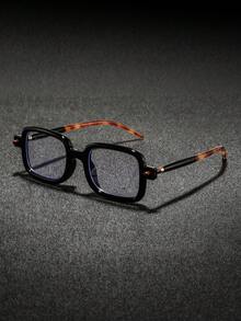 一副男士方形塑料铆钉眼镜，简约个性休闲硬汉风格，适合大学、日常通勤、办公场合佩戴 - 無色 - 查看 12