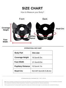 哥特式PU皮革眼罩套装：交叉眼罩和猫耳眼罩，朋克风格，适合万圣节角色扮演和夜店派对 - 黑色 - 查看 6