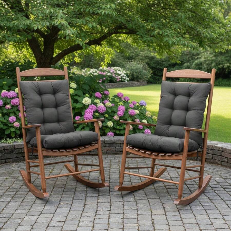 Outdoor Indoor Waterproof Seat Chair Outdoor & Indoor Waterproof Seat Chair Cushions With Ties Chair Back Cushion Recliner Seat Mat Outdoor Dining Chair Cushion For Patio Cushion Furniture - 深灰色 - 查看 1