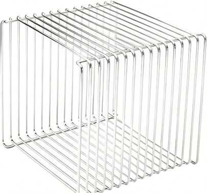 雑誌ラック ステンレスサイドテーブル 多目的ワイヤーシェルフ 小さい棚 Momgla スタッキング可能 モダンインテリア ミニ収納テーブル スタッキングシェルフ (シルバー,35*35*35cm)