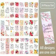 24张励志圣经经文花卉设计书签，适合宗教信仰书籍爱好者、基督教祈祷书签礼物、DIY手工艺术用品、学生、教师主日学教会礼物，UV DTF贴纸，适用于DIY书签、工艺品等。 - 查看 9