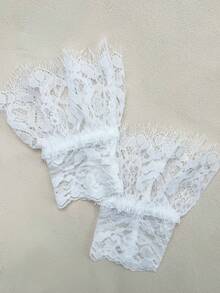 1Pair Lace Wrist Cuffs With Elastic, Decorative Fingerless Gloves For Spring Autumn Halloween - Multicolor - View 8