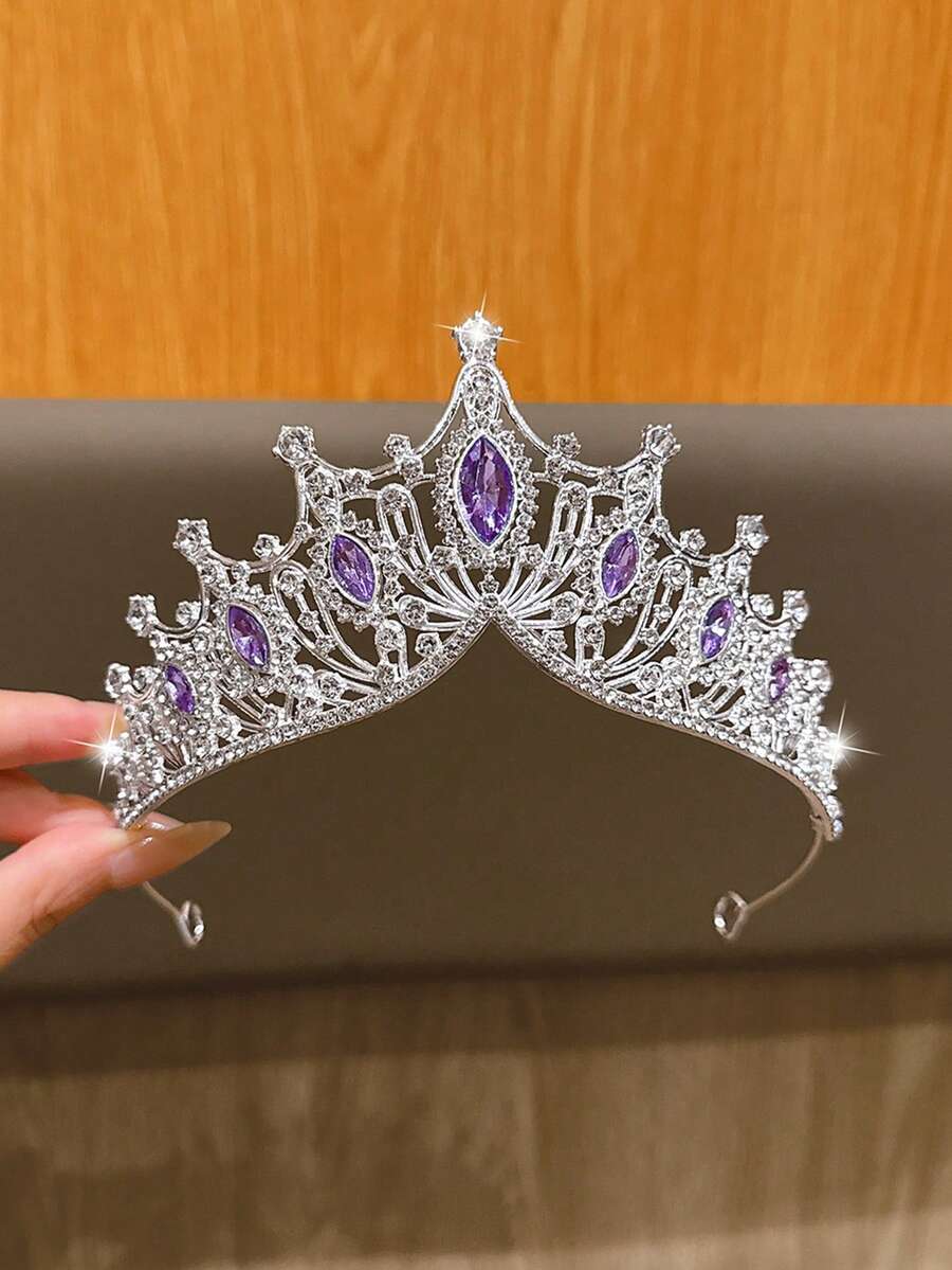 1 Stück große silberne Krone, modischer koreanischer Stil Krone, geeignet als Kopfschmuck für Geburtstage und Aufführungen - Silber - Übersicht 1