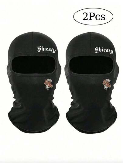 2件/1件字母和货币印花滑雪面罩拉法帽，男女通用防紫外线防风围巾，适用于滑雪和摩托车骑行