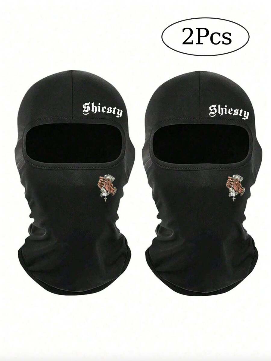 2件/1件字母和货币印花滑雪面罩拉法帽，男女通用防紫外线防风围巾，适用于滑雪和摩托车骑行 - 彩色 - 查看 1