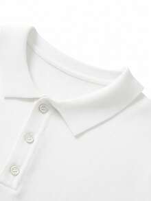 1 chiếc áo polo nam, áo cardigan tay ngắn có cổ cài nút. - trắng - Xem 3