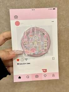 1pc Pink Castle Shaped Magnetic Telescopic Phone Holder, Girly Style, Thoughtful Gift For Girlfriend, Family And Colleagues - Pink Castle - View 1