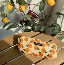 1pc Corduroy Pencil Bag Pen Case, Vintage Flower Grid Artistic Style Student Makeup Bag, High-Capacity & Unique Stationery Storage Bag Back To School,Back To School,School Supplies,Pencil Case,Pencil Pouch,School Bag - 彩色 - 查看 14