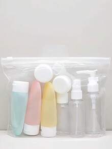 11件套旅行套装，包括化妆品瓶、塑料瓶、乳液瓶、爽肤水瓶、洗发水瓶、喷雾瓶 - 彩色 - 查看 3