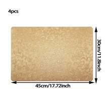 2/4/6pcs Gold Faux Leather Placemats, Embroidered Texture PVC Floral Pattern Raised Relief Placemats, 11.8inch*17.7inch Round Table Chinese/Western Style Heat Insulation Dining Table Mats - Multicolor - View 9