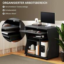 Custer Desk With Keyboard Tray, Shelf, Black PC Desk 80 X 48 X 75 Cm