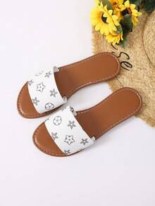 Women's H-Shaped Slippers, Casual Roman Style, Comfortable Low Heel With Embossed Design, Beach Key French Flat Sandals - White - View 8