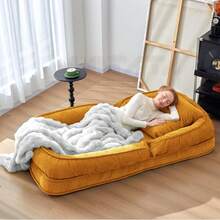 LouannTatami Foldable Lazy Sofa Bed Floor Chair - Adjustable Human Dog Bed Adults Kids Floor Seats - Cozy Small Couch Home Living Room (Green) - 黑色 - 查看 6