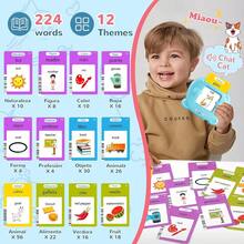 Spanish & English Talking Flash Cards For Toddler, 224Sight Words Learning Toys, ABC & Numbers Educational Montessori Toys, Speech Therapy Toys, Children's Sensory Preschool Learning Birthday Gifts - 藍色 - 查看 3