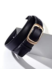 女士金色合金扣简约纯色腰带套装，灵活可调节时尚百搭装饰腰带，耐用PU皮革材质宽腰带 - 适合春、夏、秋、冬四季穿着，休闲、办公、日常通勤皆宜，完美搭配牛仔裤、休闲裤、连衣裙，是情人节、生日、周年纪念日的理想礼物。 - 彩色 - 查看 5