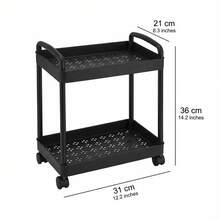 2-Tier Rolling Plastic Storage Cart With Wheels Mobile Organizer Perfect For Kitchen Bathroom Bedroom Laundry Pantry Garage Office Dorm Snack & Household Utility Cart Portable Space Saving Multi-Purpose Sturdy Lightweight Easy Assembly - Multicolor - View 8