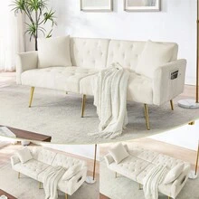 Sofa Bed Mattress - Beige + Teddy - View 1