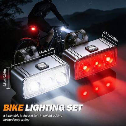 1/2pcs Portable Detachable Long Lasting Bike Light Large Built-In Battery Type-C Charging Dual Use As Flashlight For Camping Hiking Emergency