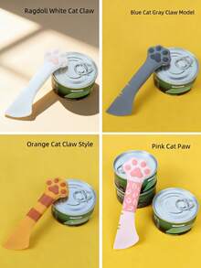 Pet Silicone Feeding Spoon, Stirring Slow Feeding Can Sealing Can Opening, Cat Claw Shape Multi Functional, Pet Food Serving, Dog Cat Owners Pet Keepers, Cute Practical Durable, Cute Cat Claw Multi Functional Pet Silicone Feeding Tool - 5L - View 3
