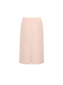 Women's Casual Elegant Daily Versatile High Waist Slimming Metal Button Front Slit Design Contrast Trim Straight Skirt, Pink, Spring/Summer - Pink - View 6