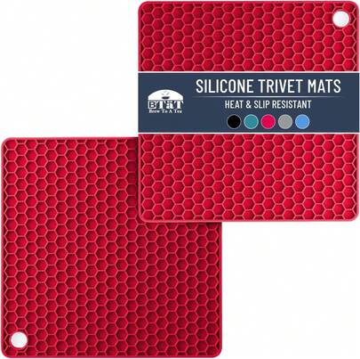 btat salvamanteles silicona paquete 2 color rojo rosa almohadillas para ollas sartenes almohadillas para platos