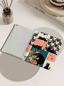 黑色猫咪拼接图案保护套，兼容 iPad Air 4/5（10.9 英寸）、iPad 7/8/9（10.2 英寸）、第十代 iPad，内置 Apple Pencil 插槽，支持自动睡眠/唤醒功能，也兼容三星 Tab S6（10.4 英寸）、Tab A9（11 英寸）、Kindle Paperwhite（第十二代，2024 年款），闪亮风格保护套，情人节/新年礼物之选。 - 彩色 - 查看 5