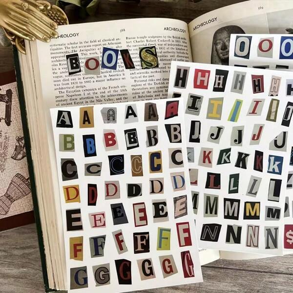 181 vintage letterstickers, geschikt voor scrapbooking, planners en dagboeken - Inclusief 4 vellen met A-Z hoofdletter- en kleine letterstickers, mat papier, decoratief knutselmateriaal, gestanst ontwerp, gemaakt voor scrapbook- en plannerdecoratie