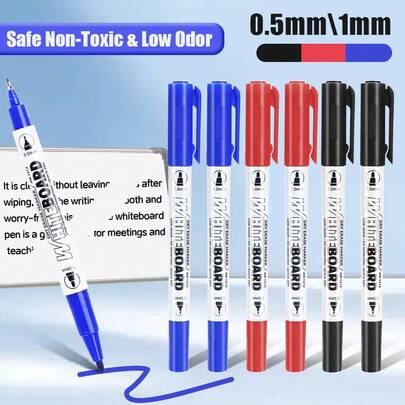 10pcs Double-Ended Dry Erase Markers - Erasable, Bright, Wipe-Clean, Suitable For Whiteboards, Chalkboards, Glass, Car Windows And Other Erasable Surfaces