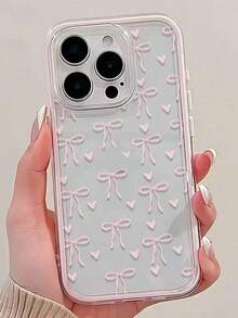 8-1pc Soft Solid Color Perforated Phone Case, Pink Floral Heart 2D Print Phone Protective Cover, Compatible With IPhone 11/12/13/14/15/16/16 Pro Max/12 Pro/13 Pro/14 Pro/15 Pro/16 Pro/14 Plus/15 Plus/16 Plus/12 Pro Max/13 Pro Max/14 Pro Max/15 Pro Max/16 Pro Max, Delicate Texture Phone Case, Suitable For IPhone 17/17 Pro/17 Pro Max/Air Latest Apple Phones - 款式8(1pc) - 查看 3