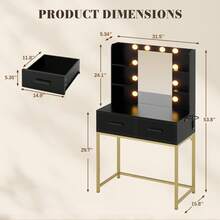 Furniwell Vanity Desk With Mirror And Lights, Makeup Vanity Table With 2 Drawers & Storage Shelves, Large HD Mirror, 3 Color Modes & Adjustable Brightness, Modern Dressing Table For Bedroom - Xem 7