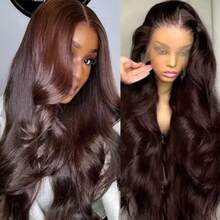 13*4 13x6HD Lace Closure Wig Straight Human Blended Hair 34 Inch - 200% High Density Pre Plucked & Pre Cut Glueless Wig With Bleached Knots, Wear & Go Natural Color For Women, No Glue & Ready To Wear - Brown - View 5