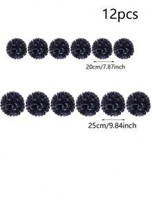 9pcs/27pcs Paper Pom Poms, Navy Blue Paper Flowers, Indigo, Black Decorative Pom Poms, Navy Blue Tissue Paper Flowers, Fluffy Hanging Decor, Suitable For Scene Decor, Home Decor, Room Decor, Birthday Party Decor, 1st Birthday, Wedding Favors, Business Graduation Gifts, Christmas Decoration - Navy Blue - View 15