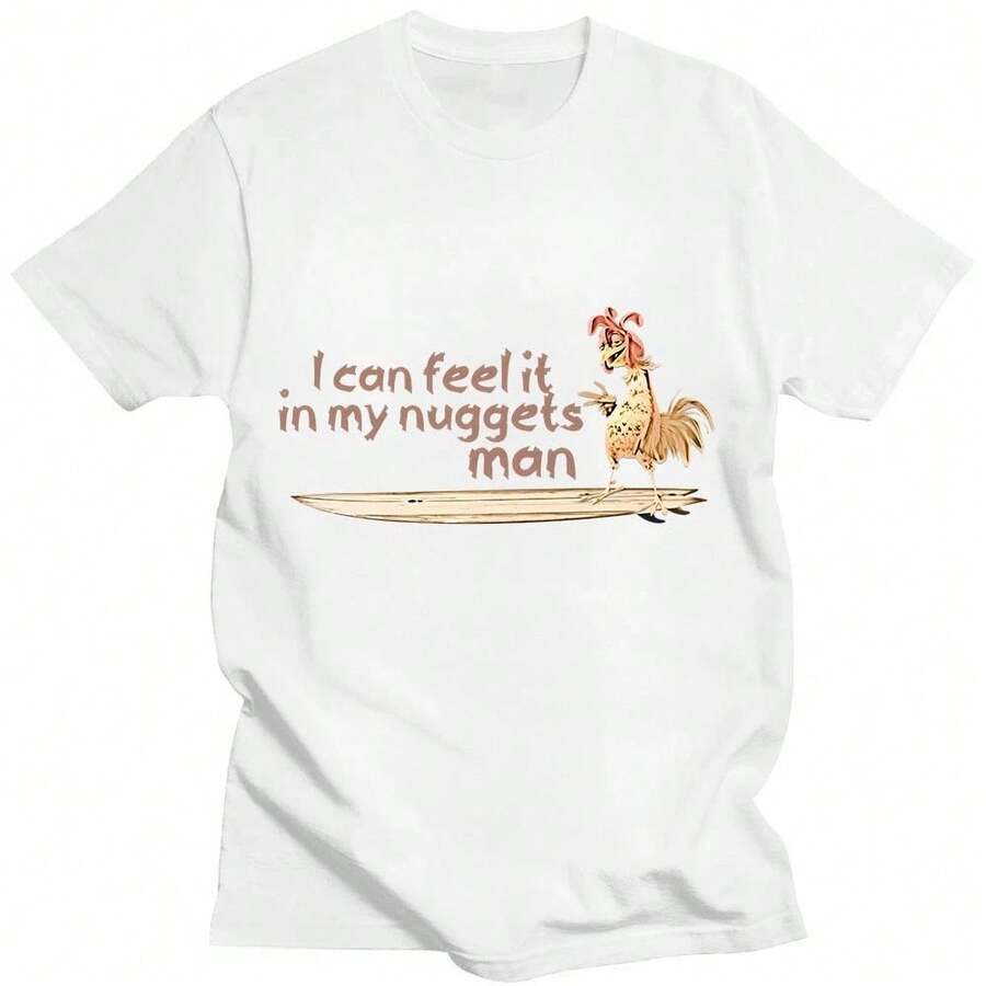 Camisetas de pollo divertidas, impresión de dibujos animados, camiseta de algodón de cuello redondo, manga corta, camiseta Harajuku Kawaii unisex de alta calidad, camisetas lindas - Blanco - Ver 1