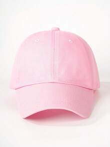 1顶软顶空白棒球帽，可调节户外防晒休闲帽，适合春秋季旅行、海滩度假，男女通用Y2K风格纯色简约遮阳棒球帽，日常休闲佩戴 - 淺粉色 - 查看 4