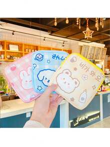 5.12"X5.12" Cartoon Sanitary Pad Storage Bag, Makeup Cosmetic Lip Balm Organizer, Menstrual Pad Holder Pouch With Zipper, Multi-Functional Storage Bag For Women And Teens - Multicolor - View 4