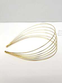 Băng đô cài tóc nhiều lớp bằng dây kim loại rỗng, kiểu dáng tối giản sang trọng màu vàng, phụ kiện tóc cao cấp độc đáo dùng hàng ngày và dự tiệc. - Vàng - Xem 3