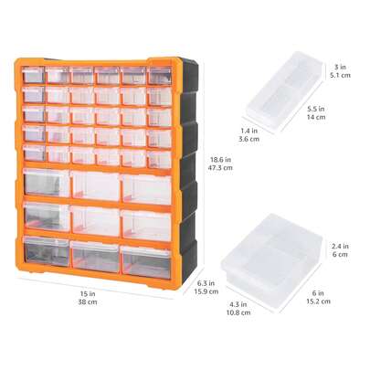 1pc 39-Drawer Storage Box For Desk Or Wall Mount, Plastic Parts Organizer For Small Parts, Tools, Craft Supplies, Beads, Or Hardware