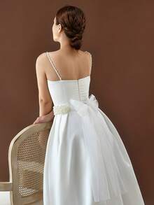 1pc Pearl Decor Bridal Veil, Can Be Used As Waistband, Cute & Elegant, Suitable For Women's Daily Dress, Attending Events, Parties, Balls - Milky - View 7