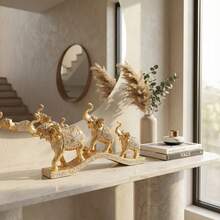 LUMIARTISAN Creative Elephant Statue Decor,  Elephant Sculpture For Home Entryway, European Style TV Stand Cabinet With Wine Rack For Living Room﻿ - 幸運象-3 - 查看 1