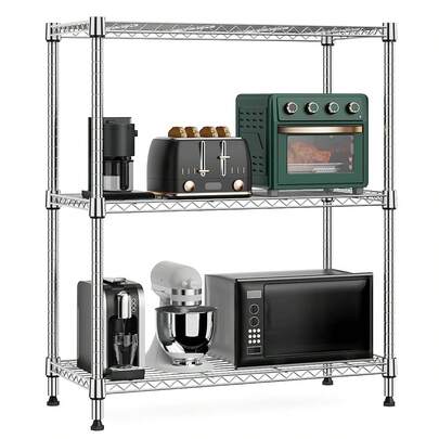 M MZG 750 Lbs 3 Tier Kitchen Organization And Storage Organizer, Adjustable Standing Wire Storage Shelf For Kitchen Bathroom Laundry Pantry Closet Garage Basement Utility Room-13.8" D X 29.5" W X 35.5" H