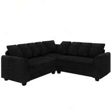 Sofas & Couches - Black + Corduroy + 5 Seat + Foam - View 10