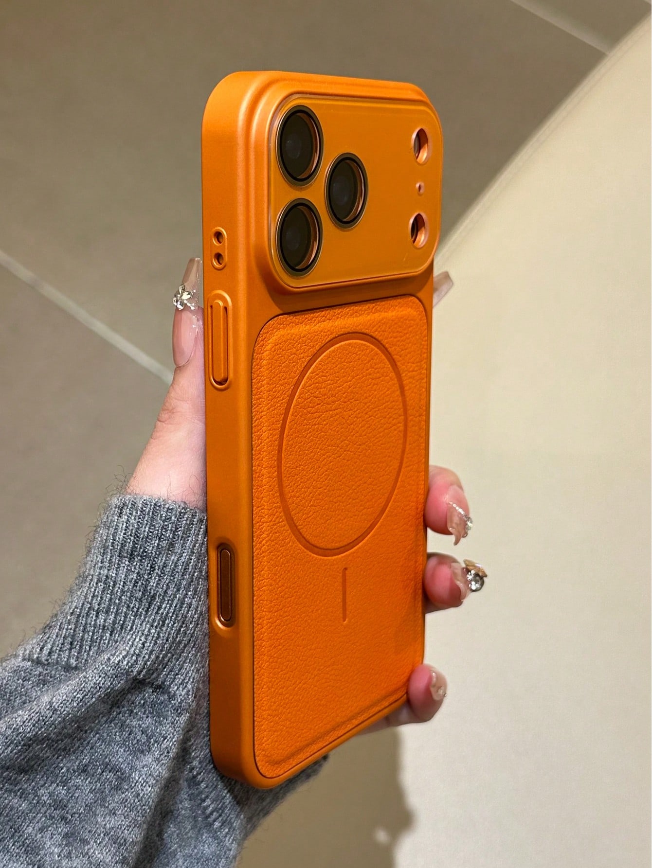 Coque de téléphone en cuir pu texturé litchi pour iphone_voghion.com