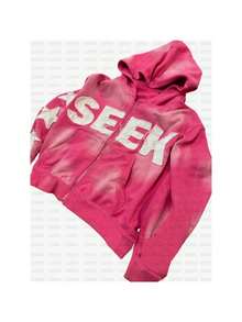 Y2k Men's Coat Autumn New Retro Printed Long Sleeved Hooded Shirt Letter Printed Loose Casual Hoodie Unisex Men's Hooded Shirt - Hồng - Xem 4