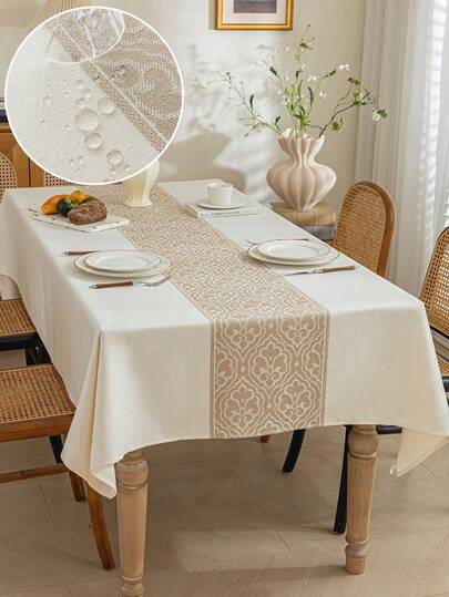 1 adet Jakarlı Su Geçirmez Masa Örtüsü, Polyester Kumaş, Dikdörtgen veya Kare, Oturma Odası, Yemek Odası, Parti, Ev Dekorasyonu, Oda Dekorasyonu, Masa Üstü Dekorasyonu ve Tatil Hediyesi İçin Uygundur, Çeşitli Boyutlarda Mevcuttur, Makinede Yıkanabilir