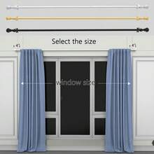 1pc, 5/8 Inch Metal Curtain Rod/Roman Rod/Shower Curtain Rod. Spiral Connector Extends From 45 Inches To 147 Inches, Wall Mounted, Sturdy And Durable. Lantern Decor Curtain Rod Bracket Set, Available In White, Black, Gold, Silver. Modern Classic Style - Multicolor - View 6